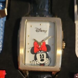 Disney Minnie Mouse Gold Watch with Red Bow